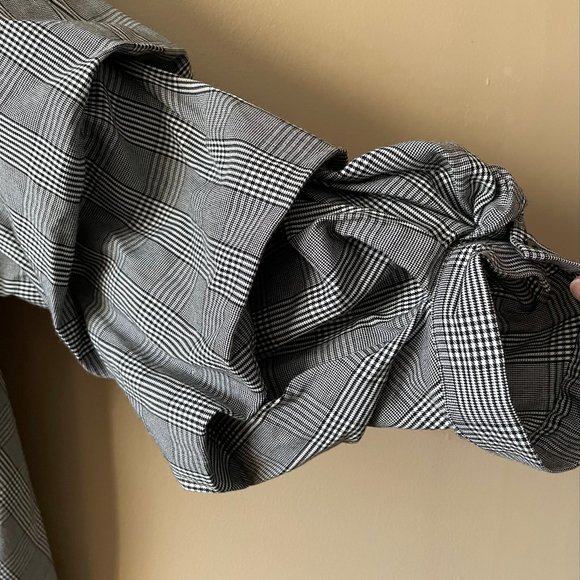 Zara Woman Black & White Plaid Wrap Shirt - Picture 8 of 10